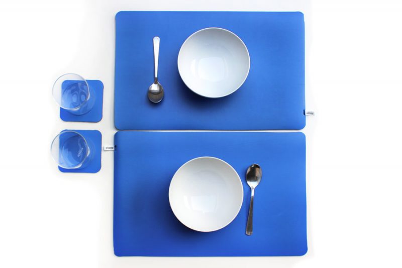 Set of 2 Placemats and Coasters Boxe BlueSet of 2 Placemats and Coasters Boxe Blue