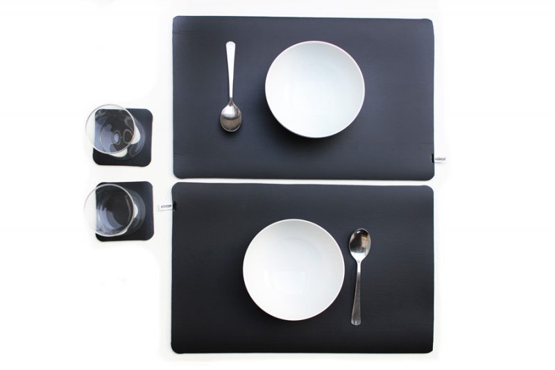 Set of 2 Placemats and Coasters Skin BlackSet of 2 Placemats and Coasters Skin Black